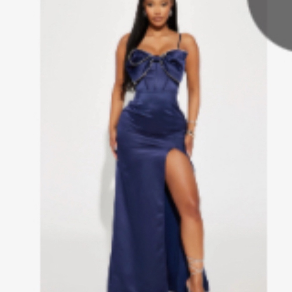 Chic Midnight Blue Satin Maxi Dress